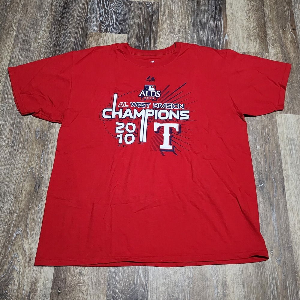MLB Texas Rangers Majestic Shirt Size XL Red American League Champions 2010